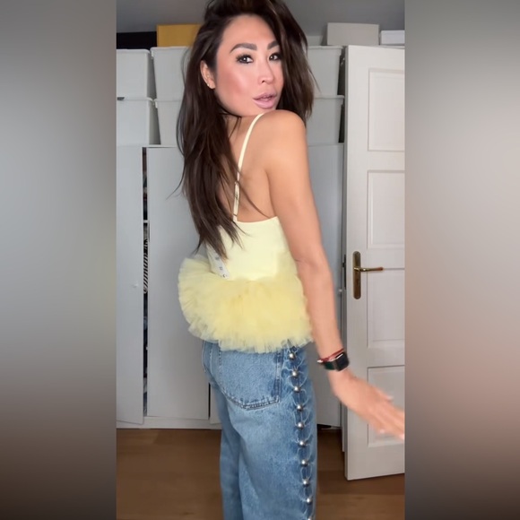 ZARA STRETCH TULLE VOLUMINOUS HEM TOP - Picture 11 of 17